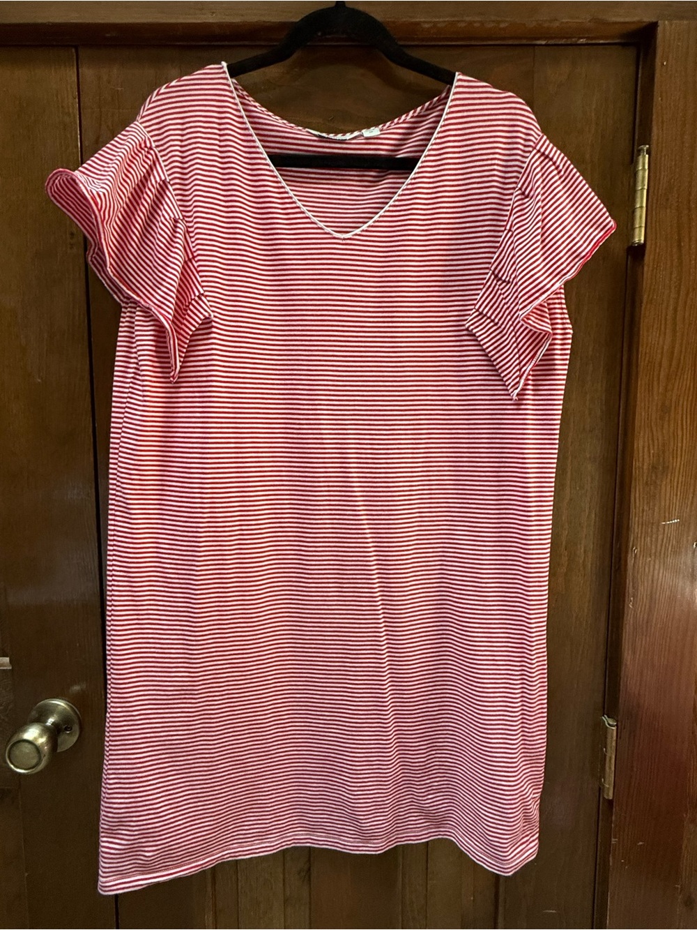 Vineyard Vines Red & White Stripe Flutter Sleeve Shift Dress